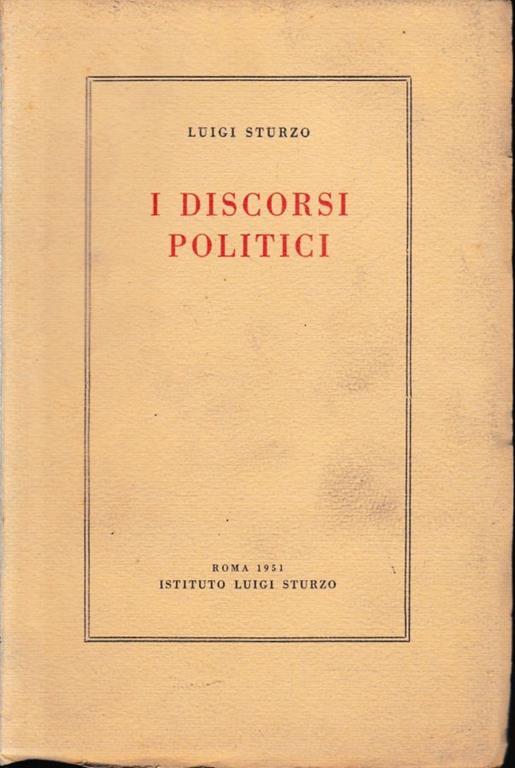 I discorsi politici - Luigi Sturzo - copertina