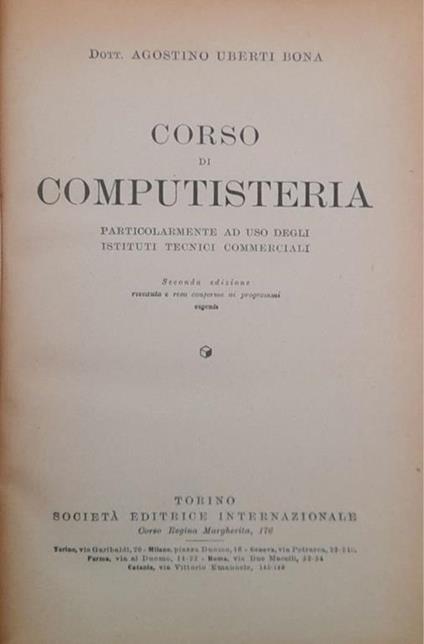 Corso di computisteria - Agostino Uberti Bona - copertina