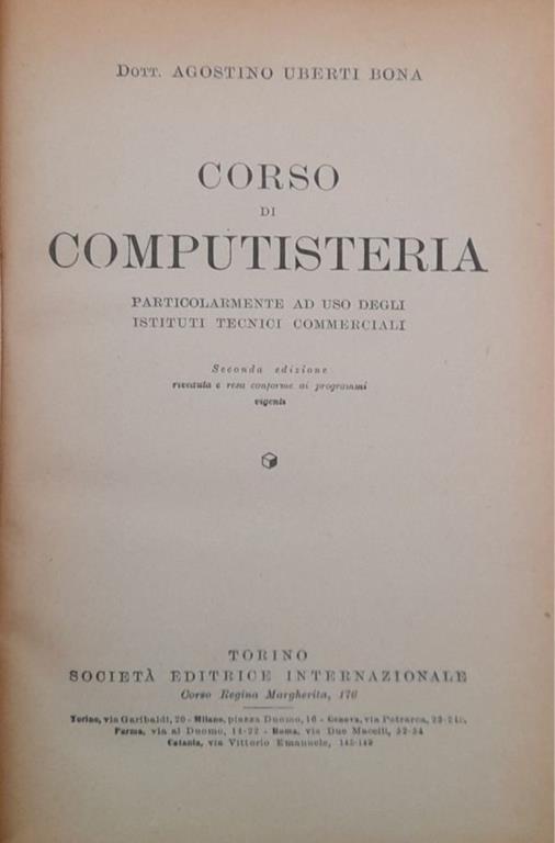 Corso di computisteria - Agostino Uberti Bona - copertina