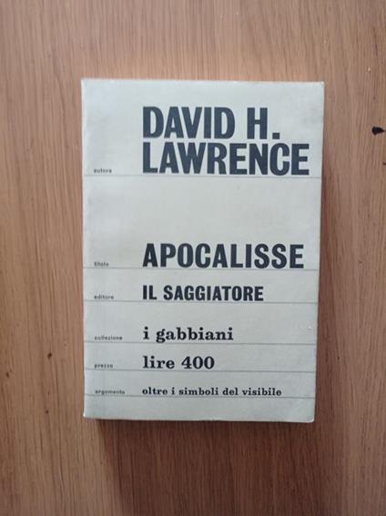 Apolalisse - David Herbert Lawrence - copertina