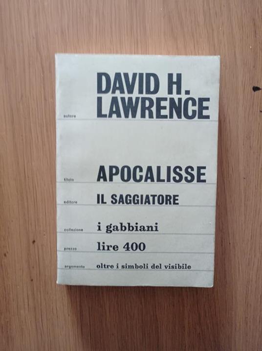 Apolalisse - David Herbert Lawrence - copertina