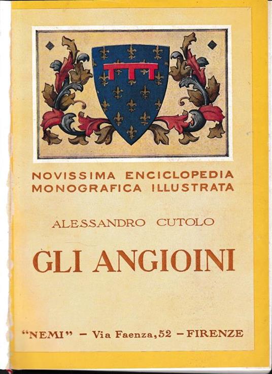 Novissima Enciclopedia Monografica Illustrata. Opera che racchiude 10 opere della collana. Opere in rilegatura:Gli Angioini di A. Cutolo I Baglioni di O. Gurrieri I Bentivoglio di G. Fasoli I Doria di T. Luzzatto Guerrini Gli Estensi di G. Franci - copertina