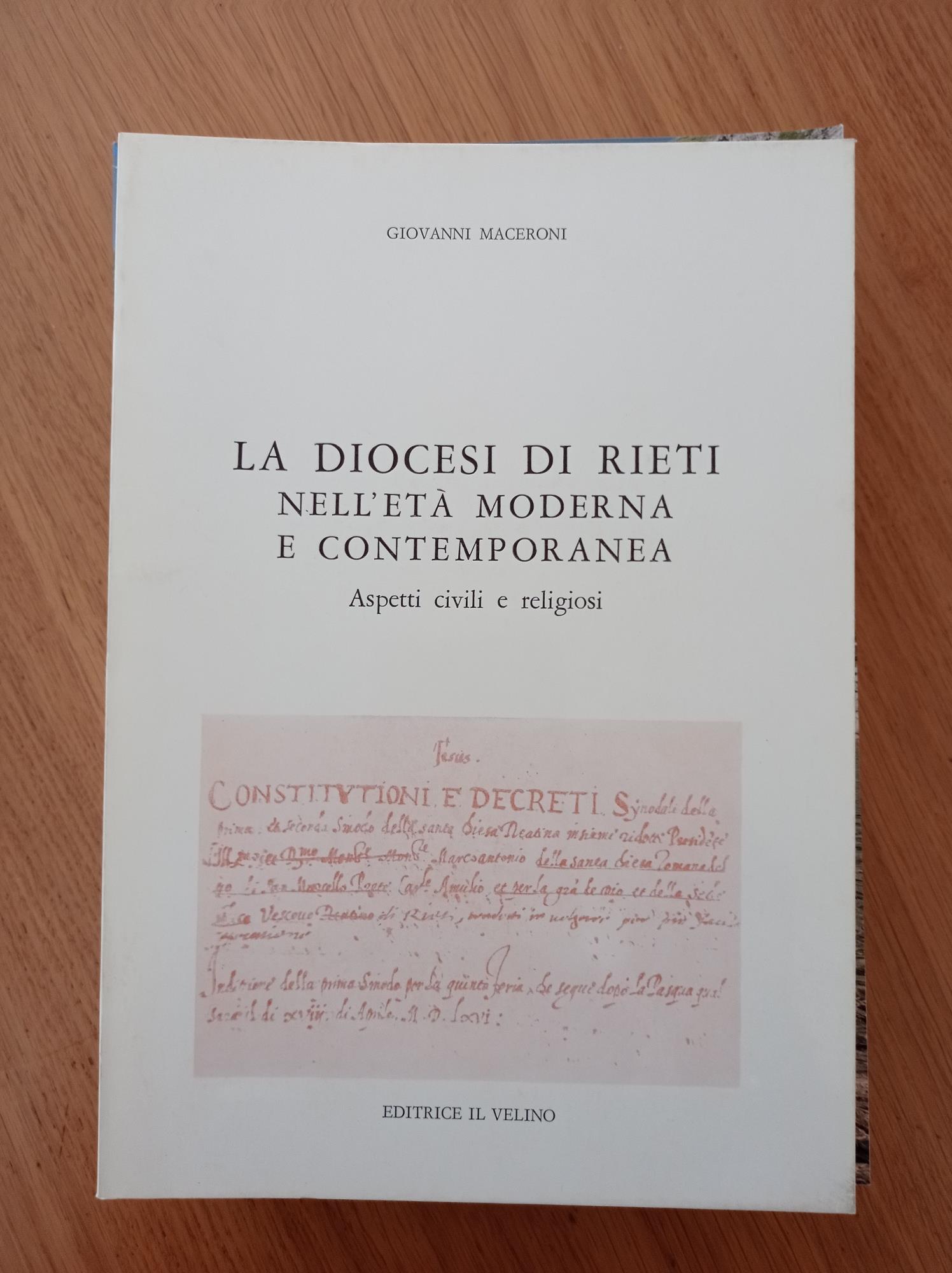 La Diocesi di Rieti nell'età moderna e contemporanea Aspetti civili e religiosi
