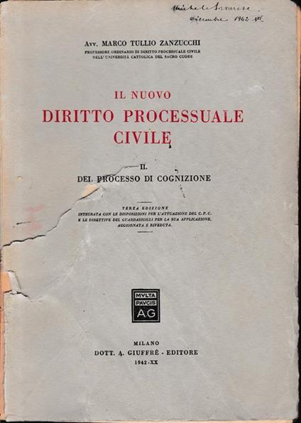 Il nuovo Diritto Processuale Civile, II: del processo di cognizione - Marco T. Zanzucchi - copertina