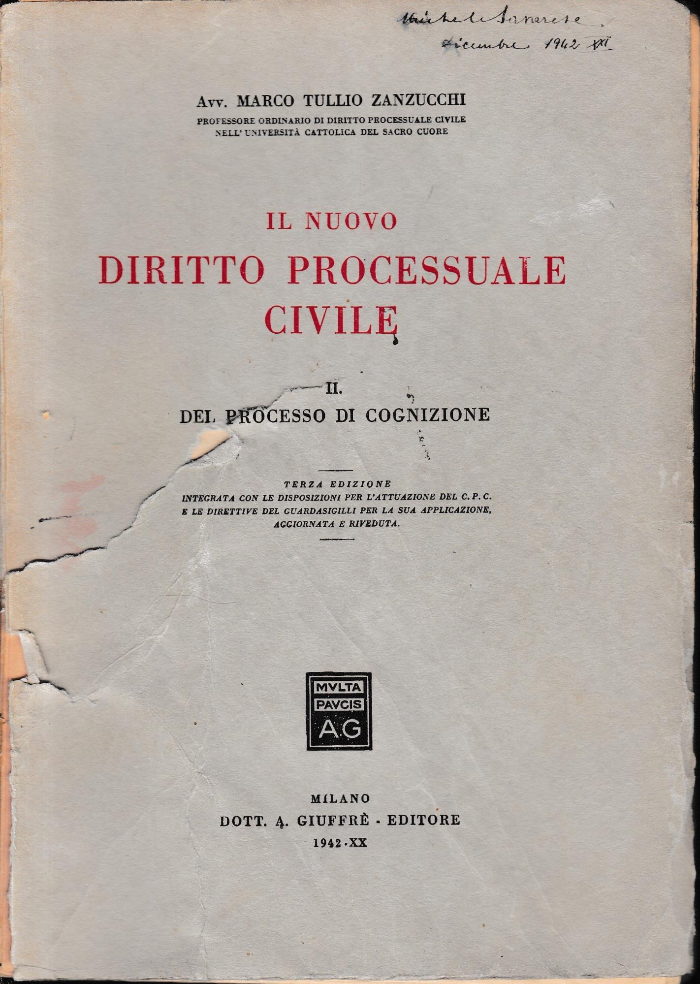 Il nuovo Diritto Processuale Civile, II: del processo di cognizione