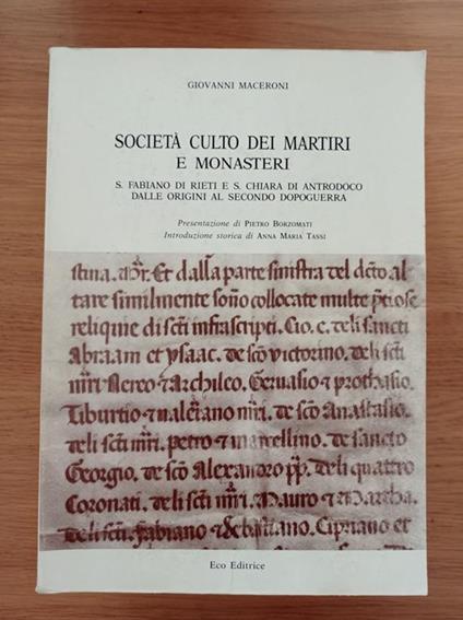 Società culto dei martiri e monasteri - Giovanni Maconi - copertina