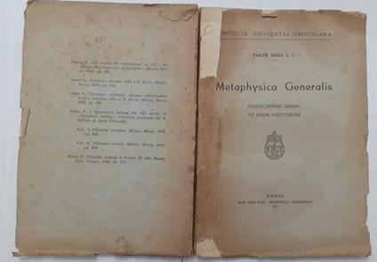Metaphysica Generalis praelectionum summa ad usum auditorum - copertina