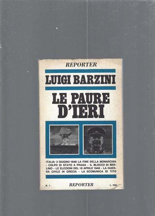 Le paure d'ieri - Luigi Barzini - copertina