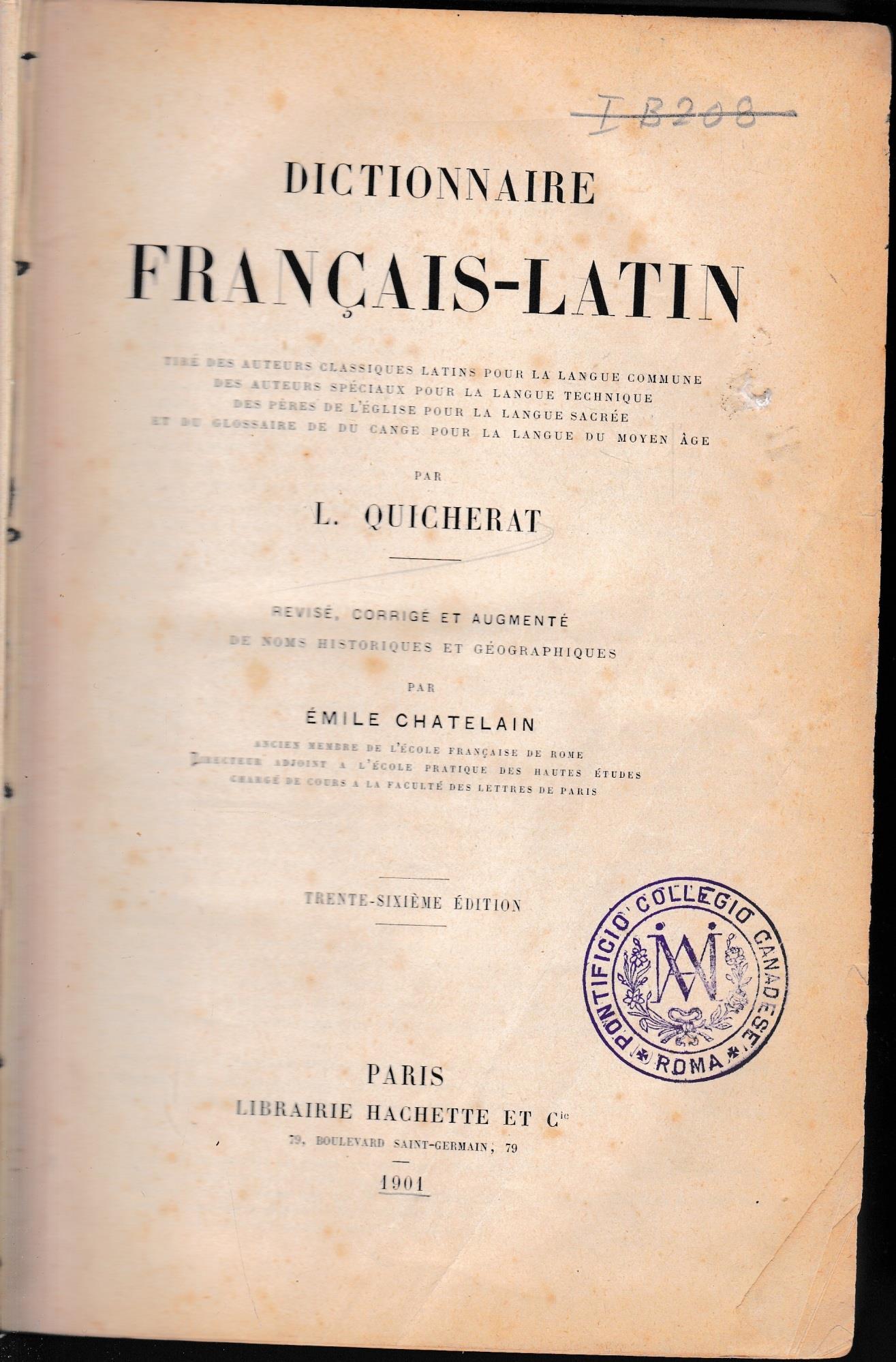 Dictionnaire Francais-Latin