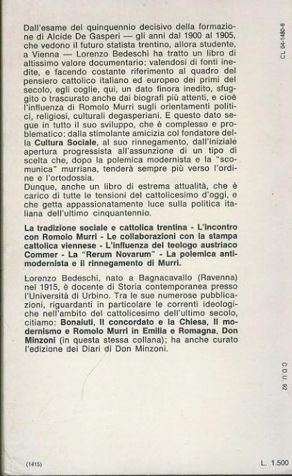 Il giovane De Gasperi e l'incontro con Romolo Murri