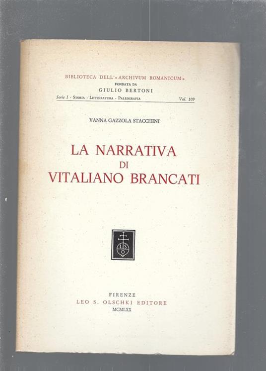 La narrativa di Vitaliano Brancati - Vanna Gazzola Stacchini - copertina