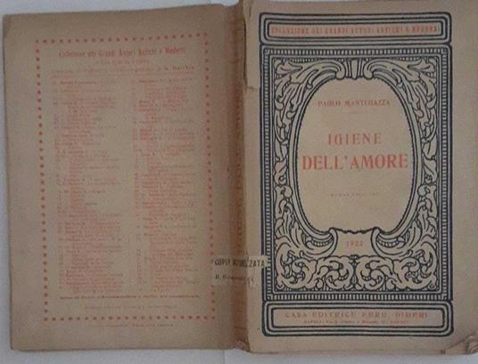 Igiene dell'amore - Paolo Mantegazza - copertina