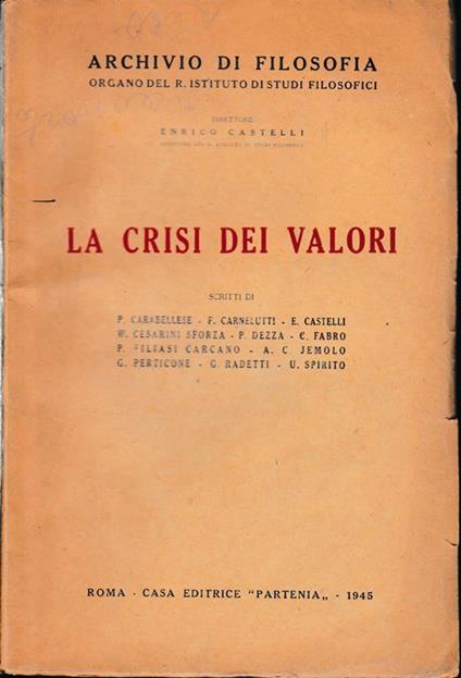 La crisi dei valori - copertina
