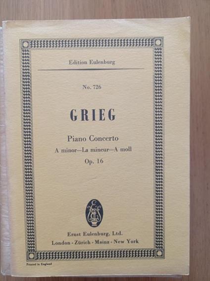 Grieg Piano Concerto A Minor - La Mineur - A Moll Op. 16 - copertina