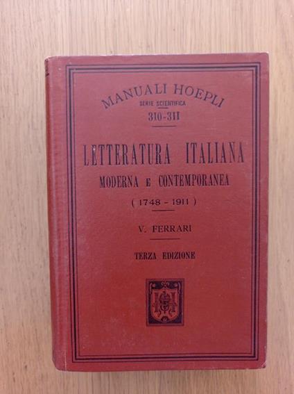 Letteratura italiana moderna e contemporanea (1748 - 1911) - V. Ferrari - copertina