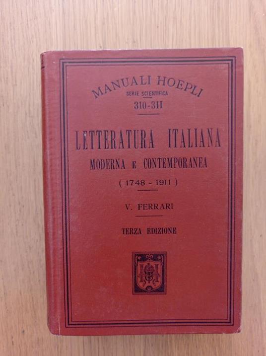 Letteratura italiana moderna e contemporanea (1748 - 1911) - V. Ferrari - copertina