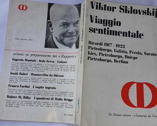Viaggio sentimentale - Viktor Sklovskij - copertina