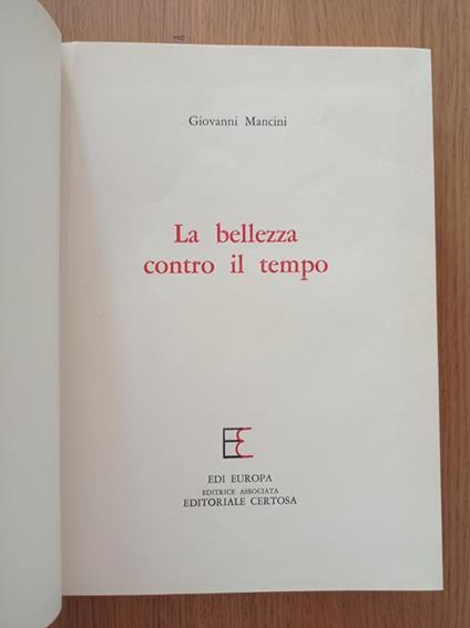 La bellezza contro il tempo - Giovanni Mancini - copertina