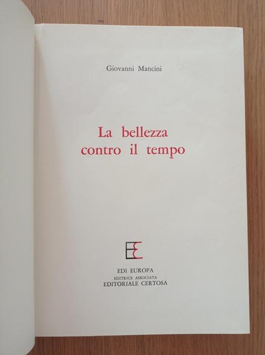 La bellezza contro il tempo - Giovanni Mancini - copertina