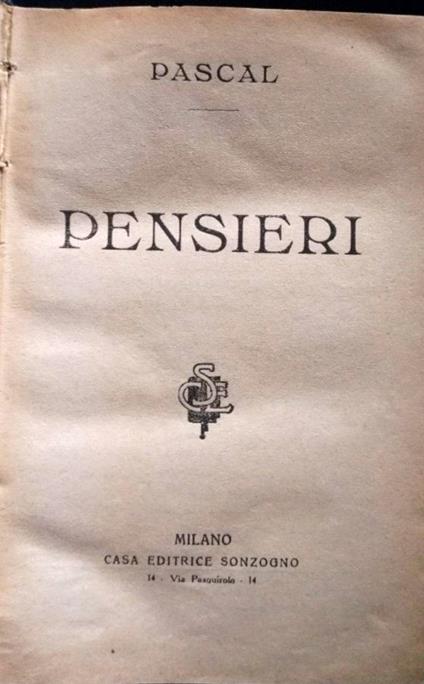 Pensieri - Pascal - copertina