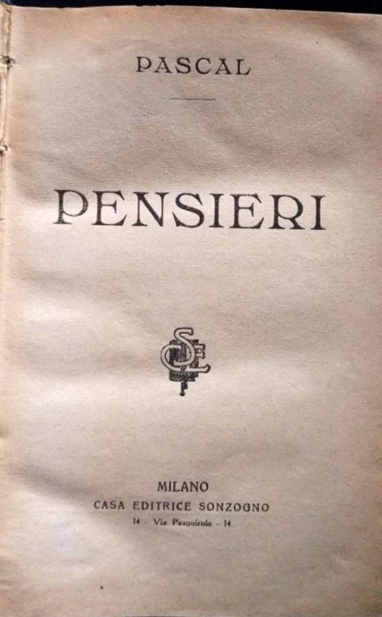 Pensieri - Pascal - copertina