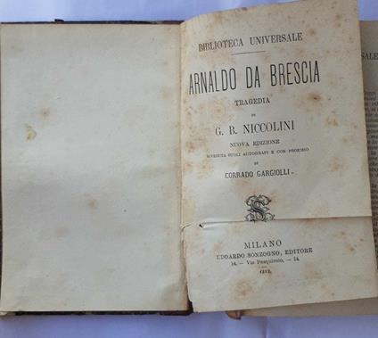 Arnaldo Da Brescia. Tragedia - copertina