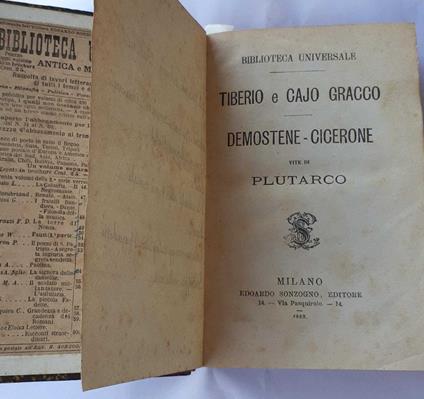 Tiberio e Cajo Gracco. Demostene - Cicerone - Plutarco - copertina
