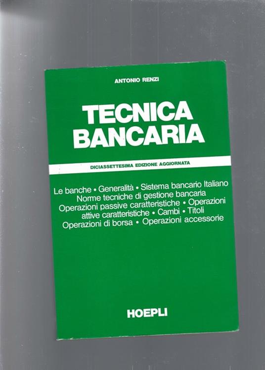Tecnica Bancaria - Antonio Renzi - copertina