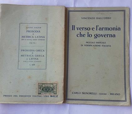Il verso e l'armonia che lo governa - Vincenzo Dall'Osso - copertina