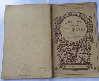 L' Orazione in difesa di Q. Ligario - M. Tullio Cicerone - copertina