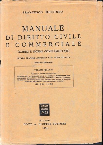 Manuale di Diritto Civile e Commerciale, vol. 4 - Francesco Messineo - copertina