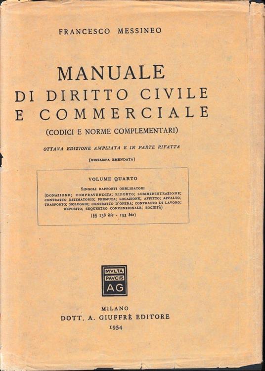 Manuale di Diritto Civile e Commerciale, vol. 4 - Francesco Messineo - copertina