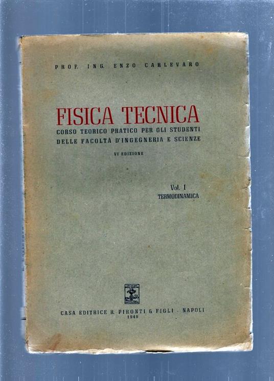 FISICA TECNICA, vol 1: Termodinamica - copertina