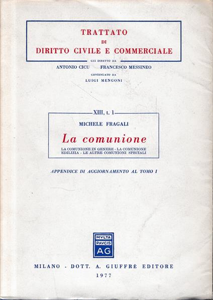 La comunione. Appendice di aggiornamento al tomo 1 - Michele Fragali - copertina
