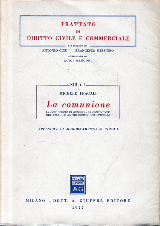 La comunione. Appendice di aggiornamento al tomo 1 - Michele Fragali - copertina