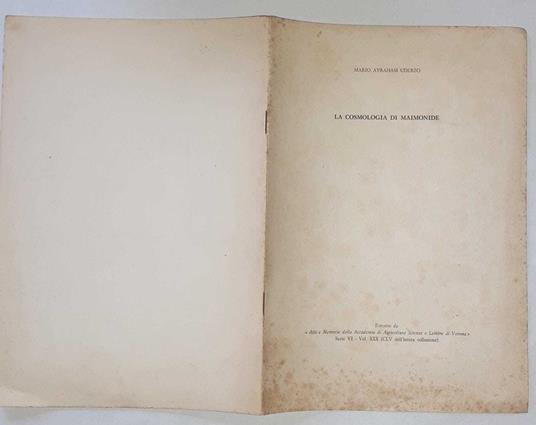 La cosmologia di Maimonide - copertina
