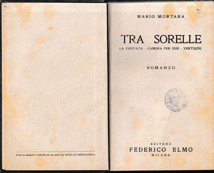 Tra sorelle - Marco Mortara - copertina