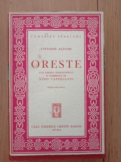 Oreste - Vittorio Alfieri - copertina