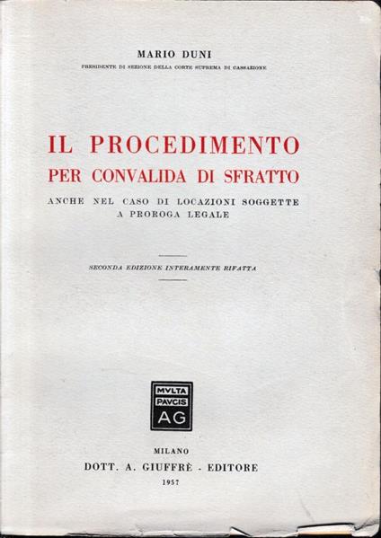 Il procedimento per condanna di sfratto - Mario Dubini - copertina