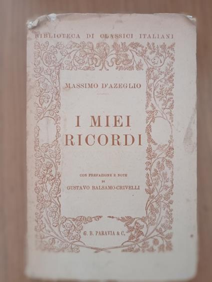 I miei ricordi - Massimo D'Azeglio - copertina