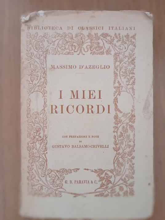 I miei ricordi - Massimo D'Azeglio - copertina