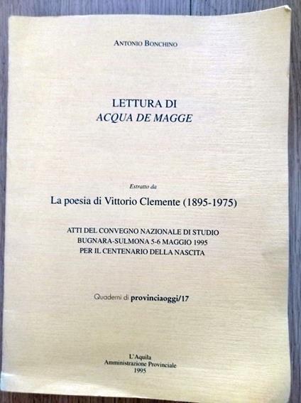 Lettura di acqua de Magge - Antonio Bonchino - copertina