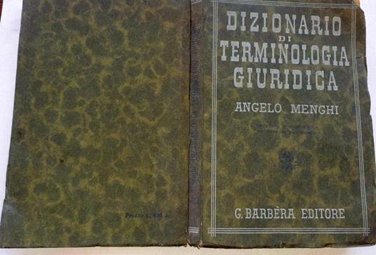 Dizionario di terminologia giuridica - Angelo Menghi - copertina