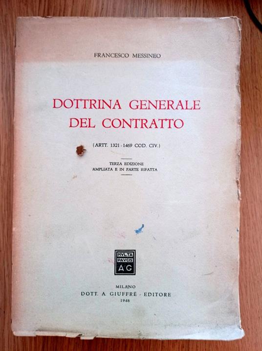 Dottrina generale del contratto - Francesco Messineo - copertina