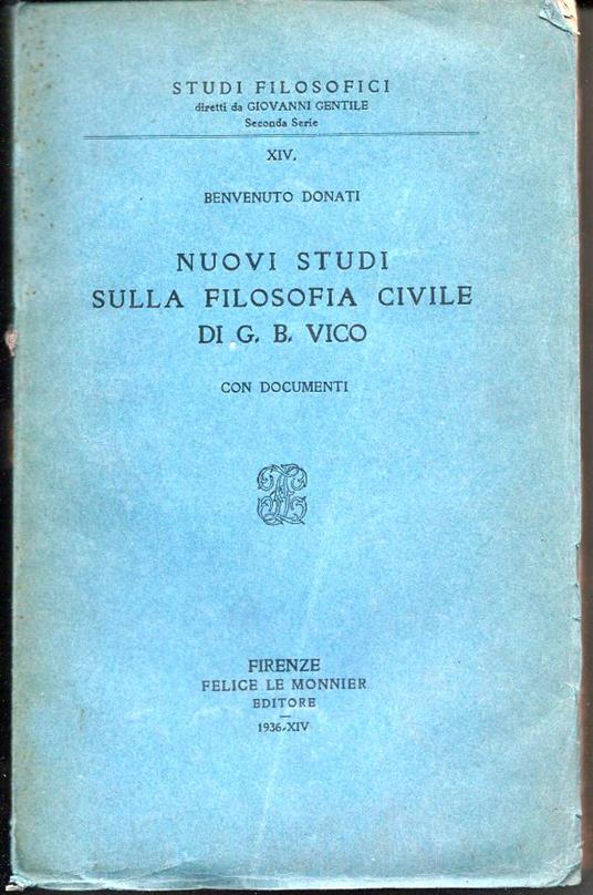 Nuovi studi sulla filosofia civile di G.B. Vico - Benvenuto Donati - copertina