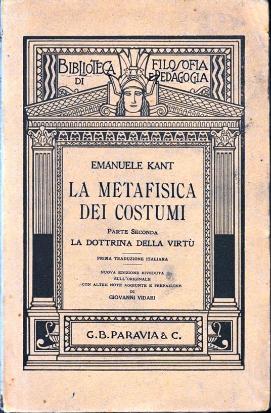 La metafisica dei costumi, parte seconda: La dottrina della virtù - Immanuel Kant - copertina