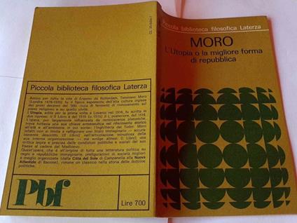 Moro. L'utopia o la migliore forma di repubblica - Tommaso Fiore - copertina