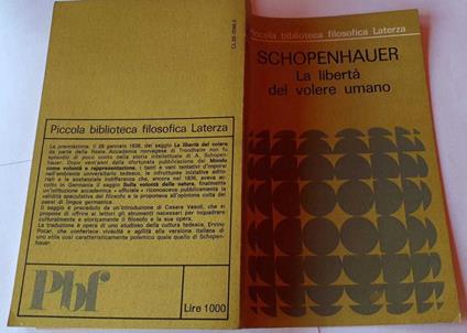 La libertà del volere umano - Arthur Schopenhauer - copertina
