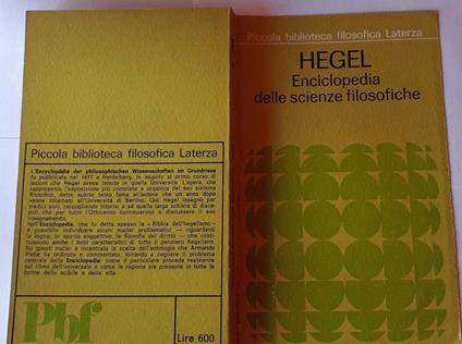 Enciclopedia delle scienze filosofiche a cura di Armando Plebe - Friedrich Hegel - copertina