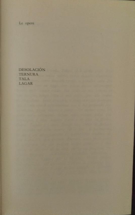 Le opere: Desolacion, Ternura, Tala, Lagar - Gabriela Mistral - copertina